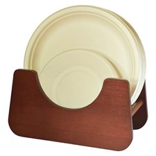 Paper Plate Dispenser  Wood Foam Plate Storage Organizer for 7-10 inch Dis