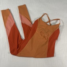 Outdoor Voices Bodysuit Womens Small Orange Zoom Jumpsuit 7/8 Leggings Active