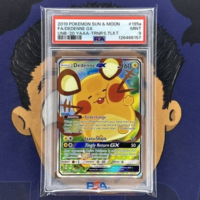 PSA 9 MINT 2019 Pokemon Unbroken Bonds DEDENNE GX #195a Full Art
