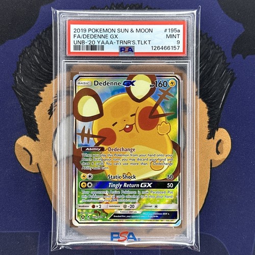 PSA 9 MINT 2019 Pokemon Unbroken Bonds DEDENNE GX #195a Full Art Alt - Picture 2 of 3