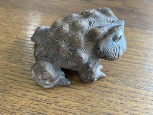 Vintage Wooden Frog Figurine from Japan Carved Wood