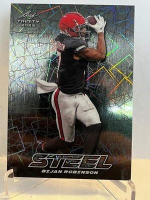 Bijan Robinson Rookie 2023 Leaf Trinity Steel Silver lazers SP #S-9 Falcons