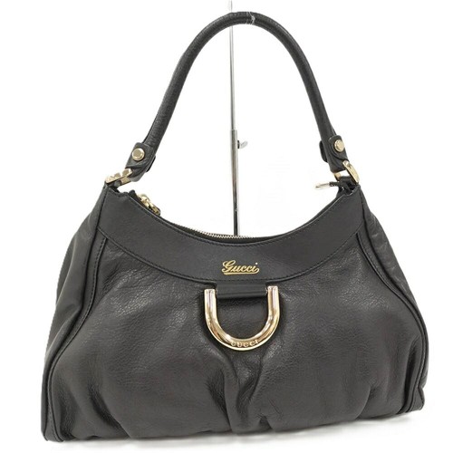 GUCCI 190525 GG Monogram Vintage Abbey Leather One Handle Shoulder Hand Bag