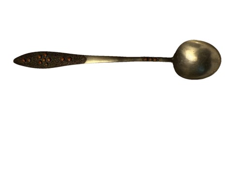 Chinese export Handcrafted Metal Spoon with Coral Inlaid Handle