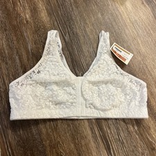 Amoena Front Closure Non-Wired Bra 2132 White Floral Large A/B Mastectomy Bra