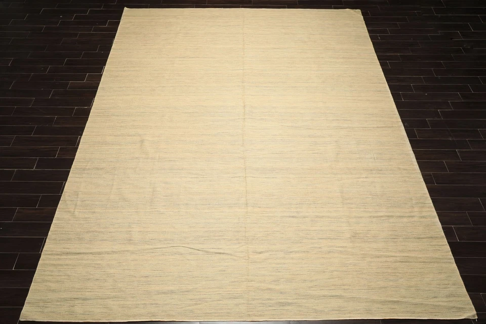 Современный шерстяной ковер ручной работы цвета слоновой кости с геометрической текстурой 10 x 14 футов 5 дюймов - Изображение 2 из 4