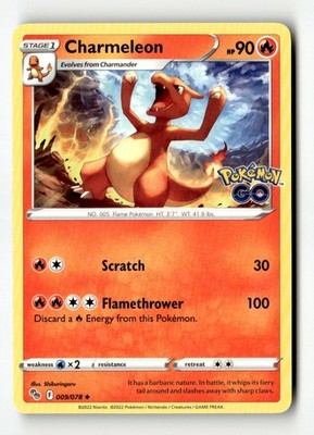 Charmeleon Uncommon Pokemon GO 009/078 NM Pokémon TCG