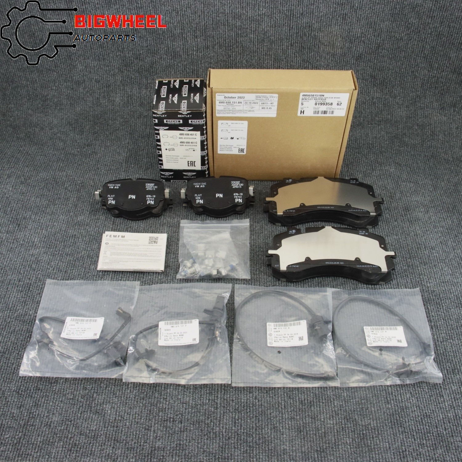 Bentley Bentayga 2017 Front Brake pad kits Set P/N 4M0615121P