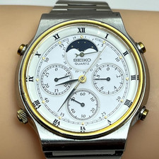 VINTAGE Seiko 7A48-7000 Moonphase Chronograph - March 1985 - First Quartz 369B