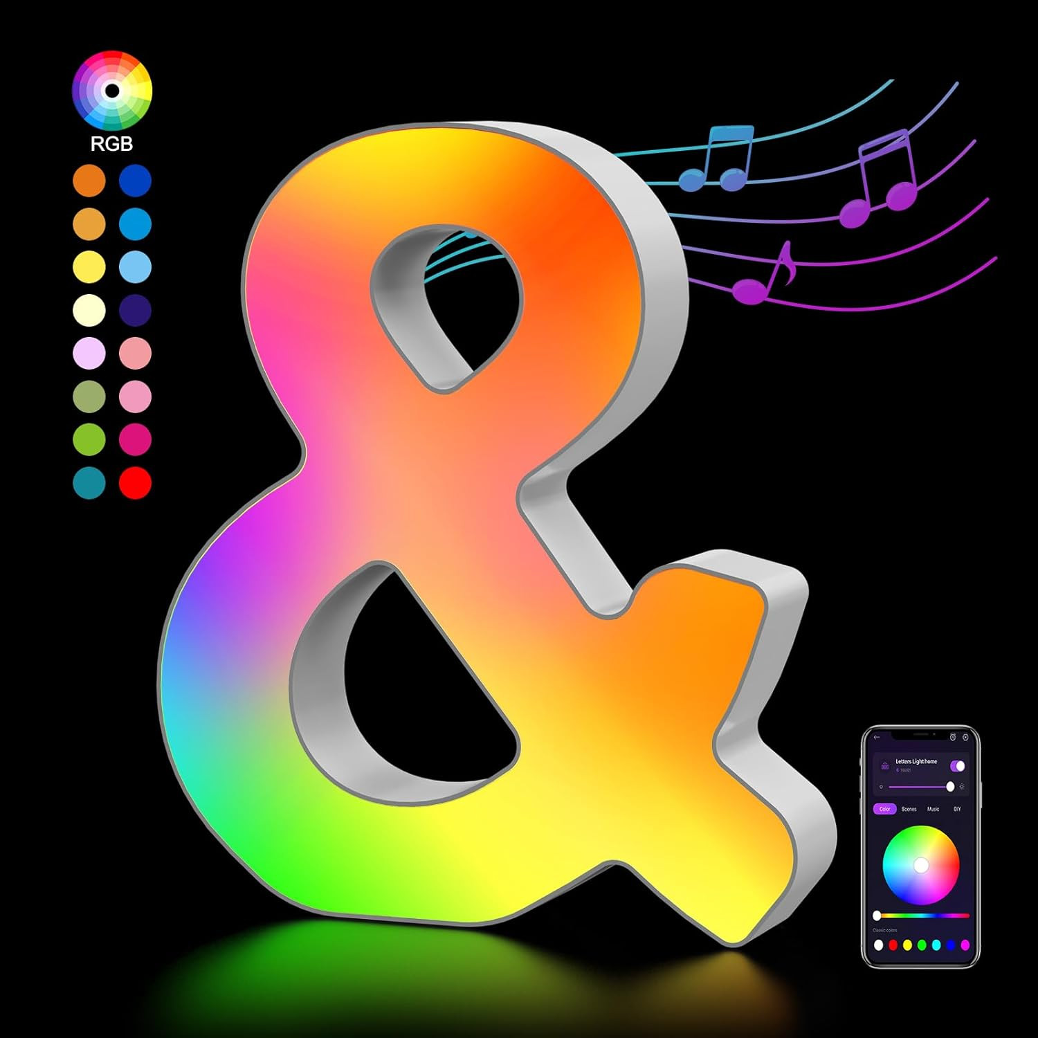 Lettera C Luminosa LED per Feste e Matrimoni | RGB USB App Control