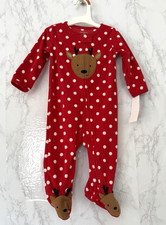 Carters Pajamas Girls Just One You Reindeer One Piece PJ Sleeper NB, 9M New