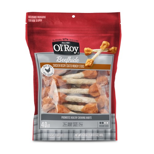 Ol' Roy Bâtonnets Munchy enduits de peau de bœuf, recette de poulet, friandises d'entraînement à sec pour D - Photo 11/12