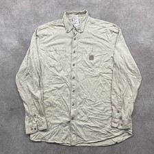 Carhartt FR Work Shirt Mens XL Tall Workwear 100% Cotton Button-Up, Beige