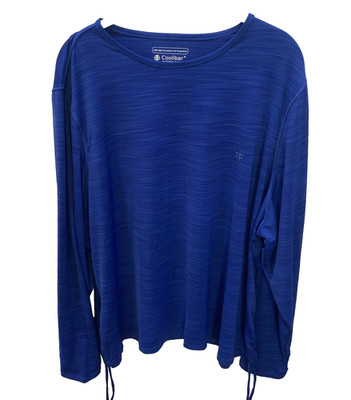 Coolibar Women Cobalt Blue 3XSun Protection Top Cinched Sides Logo Beach Coastal