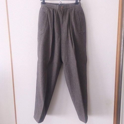 Issey Miyake, ISSEY MIYAKE Wool Tapered Pants Brown 1980s Rare Vintage Stylish