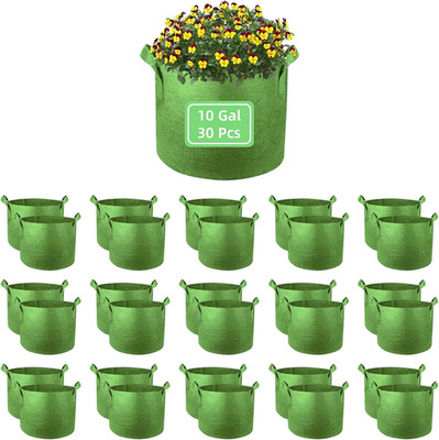 10 Gallon Garden Grow Bags, 30 Pack 10 Gal Planter Bags Fabric Pot, Nonwoven Gro