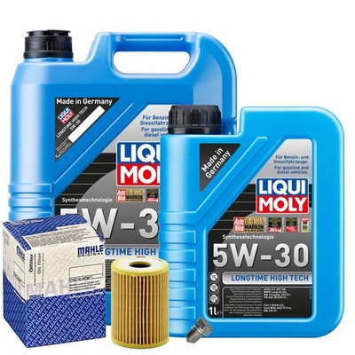 Motoröl 5W30 LIQUI MOLY Longtime High Tech 6L+MAHLE Ölfilter+Ölablassschraube