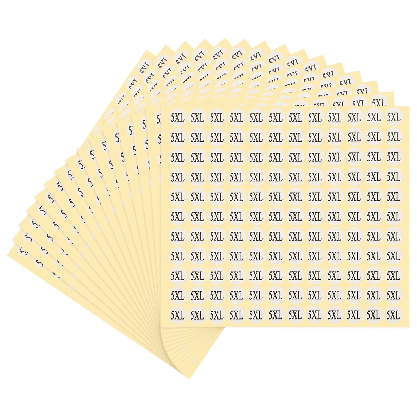 15 Sheets 5XL Size Stickers 1/2" Clothing Round Self-Adhesive Paper Label White