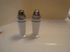 Vintage mid century Hazel Atlas white milk glass Salt and Pepper shakers panels