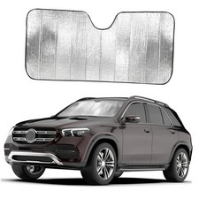 Accordion Foldable Windshield Sun Shade  Premium Reflective Sun Large Silver