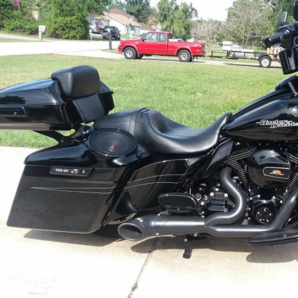 Advan Vivid Black Extended Side Cover Pinstripes For 14+ Harley