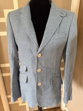 NWOT Polo Ralph Lauren Lt Blue Linen-Silk Herringbone Blazer Women  s Sz 4