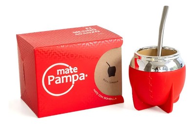 Mate Pampa Tradicional Rojo Boca Cerrada + Bombilla