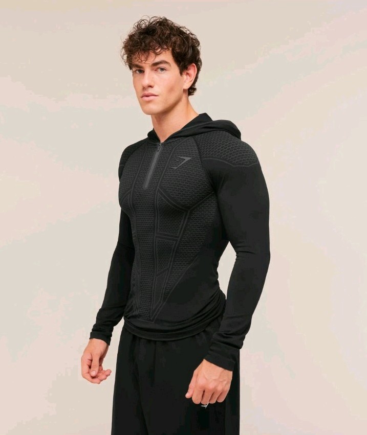 Gymshark Onyx V1 Hoodie - Black/Onyx Grey Size Medium Brand New In Hand ⬛✅