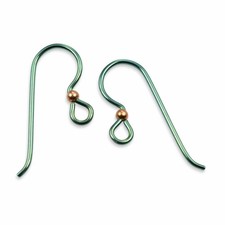 10 Green Niobium Ear Wires 2mm Copper Accent Bead 20 Gauge Hypoallergenic Nature