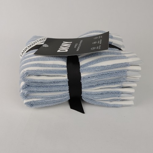 8 pc DKNY Blue White Striped Towels 2 Bath & 2 Hand & 4 Washcloths - Picture 15 of 17