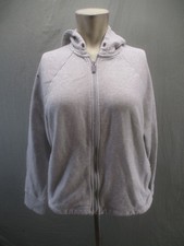 Adidas Size M Womens Gray Cotton Blend Hooded Pockets Zip Activewear Jacket 044