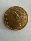 1899 $5 Five Dollar Gold Liberty Head Half Eagle Coin as Pictured