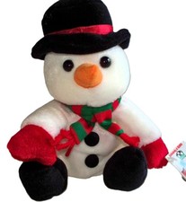 New Snowman Bean Bag, Stuffed Animal Sitting Measures 6  High   A12