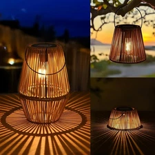 1 Pack 3-In-1 Solar Lanterns Outdoor Waterproof Rattan Woven Hanging Solar Light