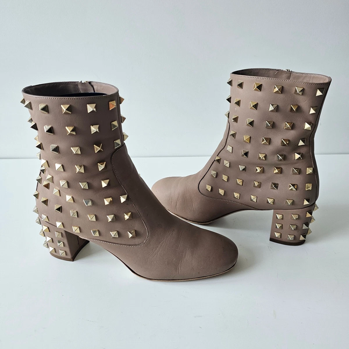 Leather boots Valentino Garavani Black size 37.5 EU in  NEVER WORN Valentino studded heel bootie main image 2