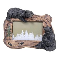 Nature-Inspired Black Bear Tabletop Picture Frame with Realistic Wooden
