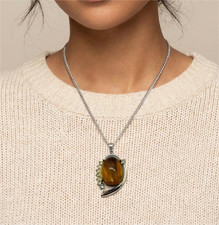 Handmade Tiger's Eye Certified Pendant Necklace Courage Protection Stone