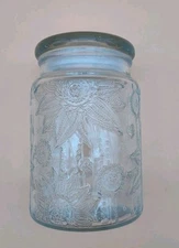 Vintage Glass Canister Candy/Sugar Jar With Lid 23.7 Fl Oz. Clear Mason Jar 