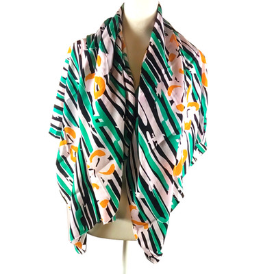 Cvoneque Design Cathy Follie 42 X 40 Scarf Green Black Peach Stripe Floral