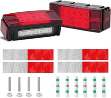 2PCS Submersible Kit Low Profile Rectangular LED Trailer Light Tail Stop Turn Ru