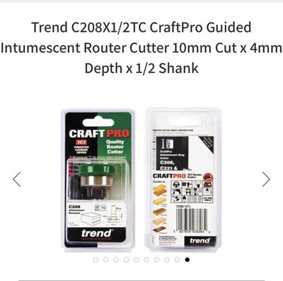 Trend C208X1/2TC CraftPro Oberfräse 10 mm Schnitt x 4 mm Tiefe x 1/2 Schaft