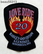 ⭐HARLEY DAVIDSON GLENDALE CALIFORNIA DEALER MDA 2003 20th LOVE RIDE VEST PATCH