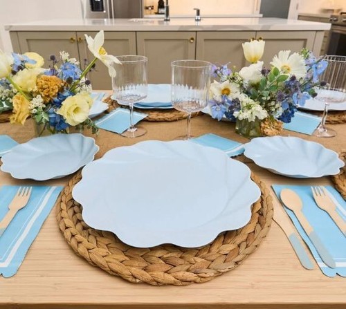 Umweltfreundliche kompostierbare blaue Partyteller - 8 Stück Set 9,5" - Bild 2 von 4