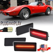 4PCS Smoked LED Front & Rear Side Marker Lights For 1974-1979 Chevy Corvette C3