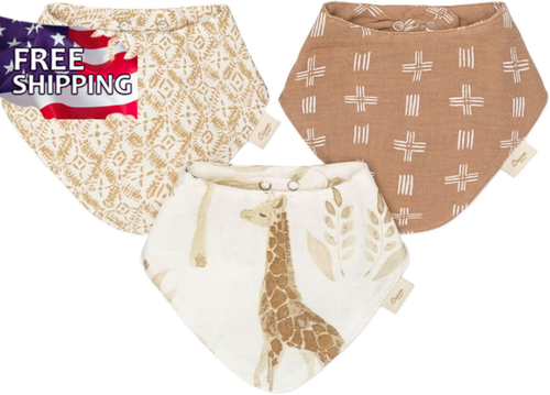Soft Muslin Baby Bib Set, Adjustable and Absorbent Bandana Style Bibs for Boys a