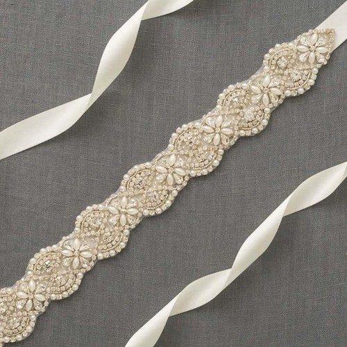 Crystal Bridal Sash Wedding Dress Sash Belt Rhinestone Sash Belt Satin Ribbon - Picture 11 of 19