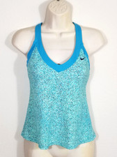 Nike Women Sz Small Teal Racerback Swim Tankini Top Watercolor Adjustable Straps