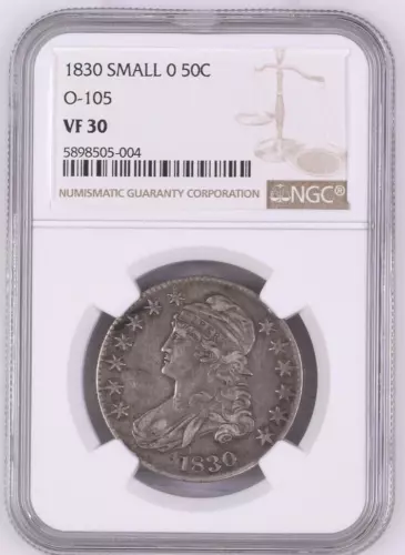 1830 Small 0 Capped Bust Half Dollar .50C O-105 NGC VF 30
