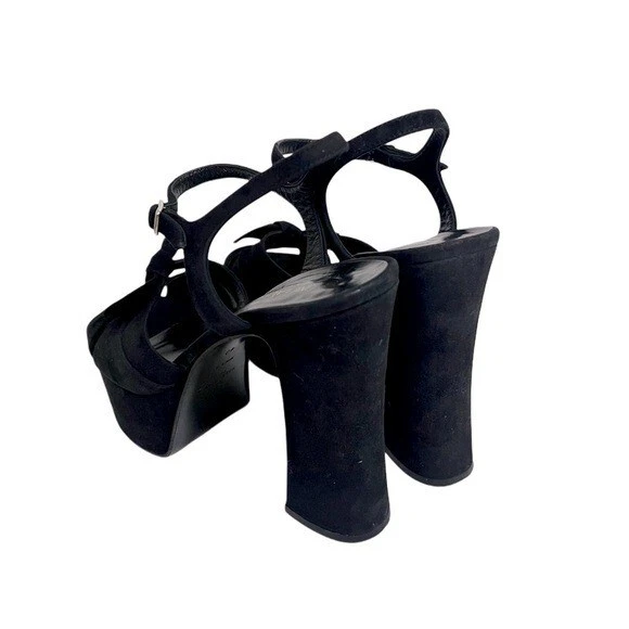 SAINT LAURENT (YSL) Sandali con plateau grossi neri in vera pelle Saint Laurent 100% autentici 40 10