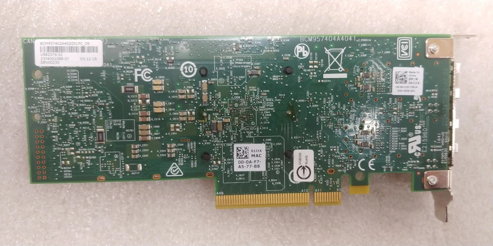 Dell 04GMN7 4GMN7 Broadcom 57404 25GBe 10GBe SFP28 Dual Port Network Adapter PCI - Image 2 of 4